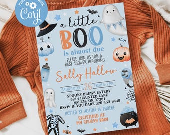 Blue A Little Boo Hintergrund Für Babyparty & Halloween – 2,1 X 1,5 M Party-Deko-Banner