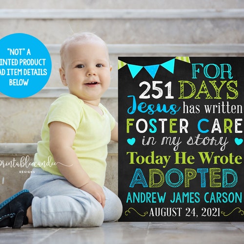 Adoption Announcement Sign Digital Chalkboard Adopted Religous Etsy