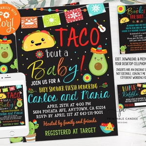 Fiesta Taco Bout A Baby Shower Invitation Template Mexican Cactus Taco Party Invite Diaper Raffle Editable File Printable