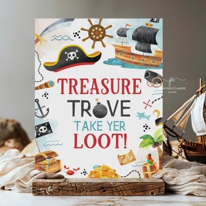 Pirate Birthday Favor Sign Ahoy Matey Theme Pirates Party Decor Printable Instant Download PBMI