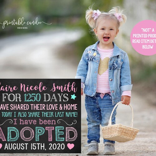 Adoption Announcement Sign Daughter Digital Chalkboard Adopted - Etsy