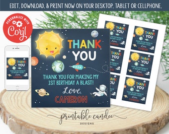 Editable Outer Space Favor Tags Birthday Astronaut Party Decor Favors Template Printable