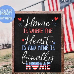 Welcome Home Wife Spouse Husband Sign Red White Sailor Homecoming Back from Deployment Sign Chalkboard Printable Download