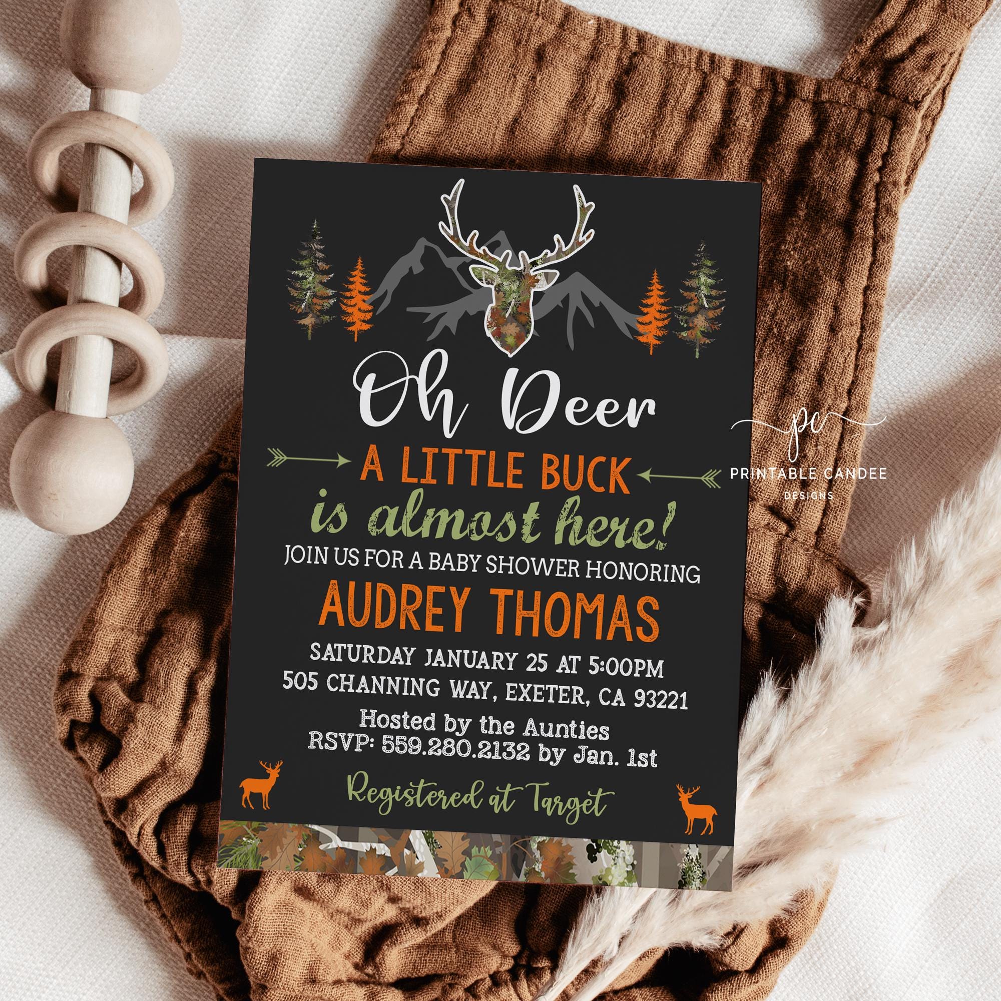 Deer Baby Shower Invitation Camo Arrow Chalk Theme Boy Invite Instant  Download Editable File Printable Template - Etsy, image size:2000x2000