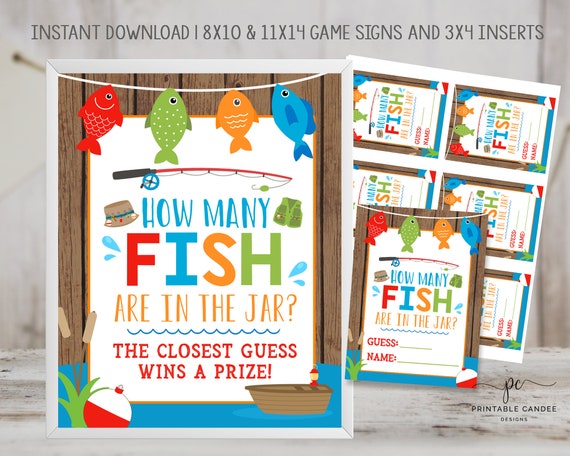 Guess How Many Fish Are in the Jar Game Printable Fishing Birthday Party  Games Instant Download