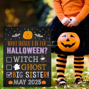 Halloween Big Sister Announcement Pregnancy To Do List Reveal Sign Photoshoot Prop Fall New Baby Printable File