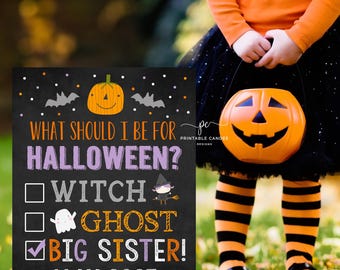 Halloween Big Sister Announcement Pregnancy To Do List Reveal Sign Photoshoot Prop Fall New Baby Printable File