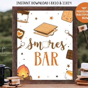 S&#39;more Party Sign Smore Bar S&#39;mores Station Outdoor Party Birthday Smores Theme Decor Printable Instant Download