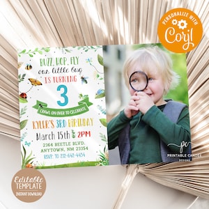 Bug Invitation Bug Birthday Party Bug Any Age Birthday Invite Insect Birthday Bug Theme Photo Template