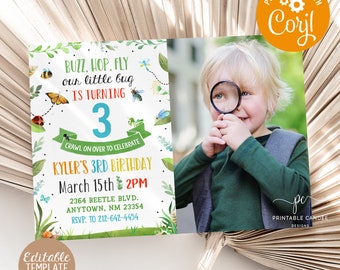 Bug Invitation Bug Birthday Party Bug Any Age Birthday Invite Insect Birthday Bug Theme Photo Template