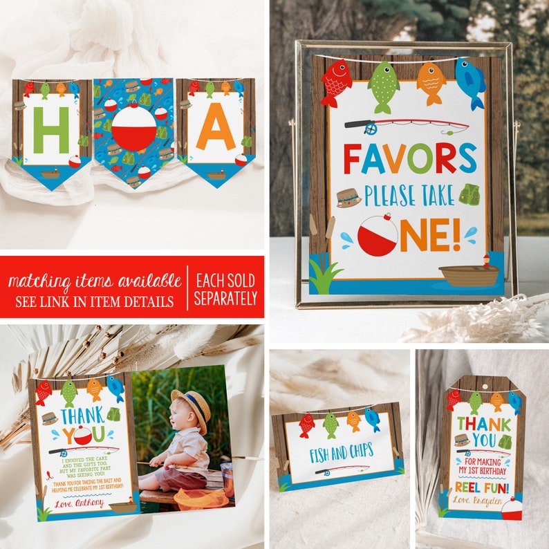 Editable Fishing Favor Tags The big One Favors Fishing Birthday Party Decor Template Printable TTBF image 5