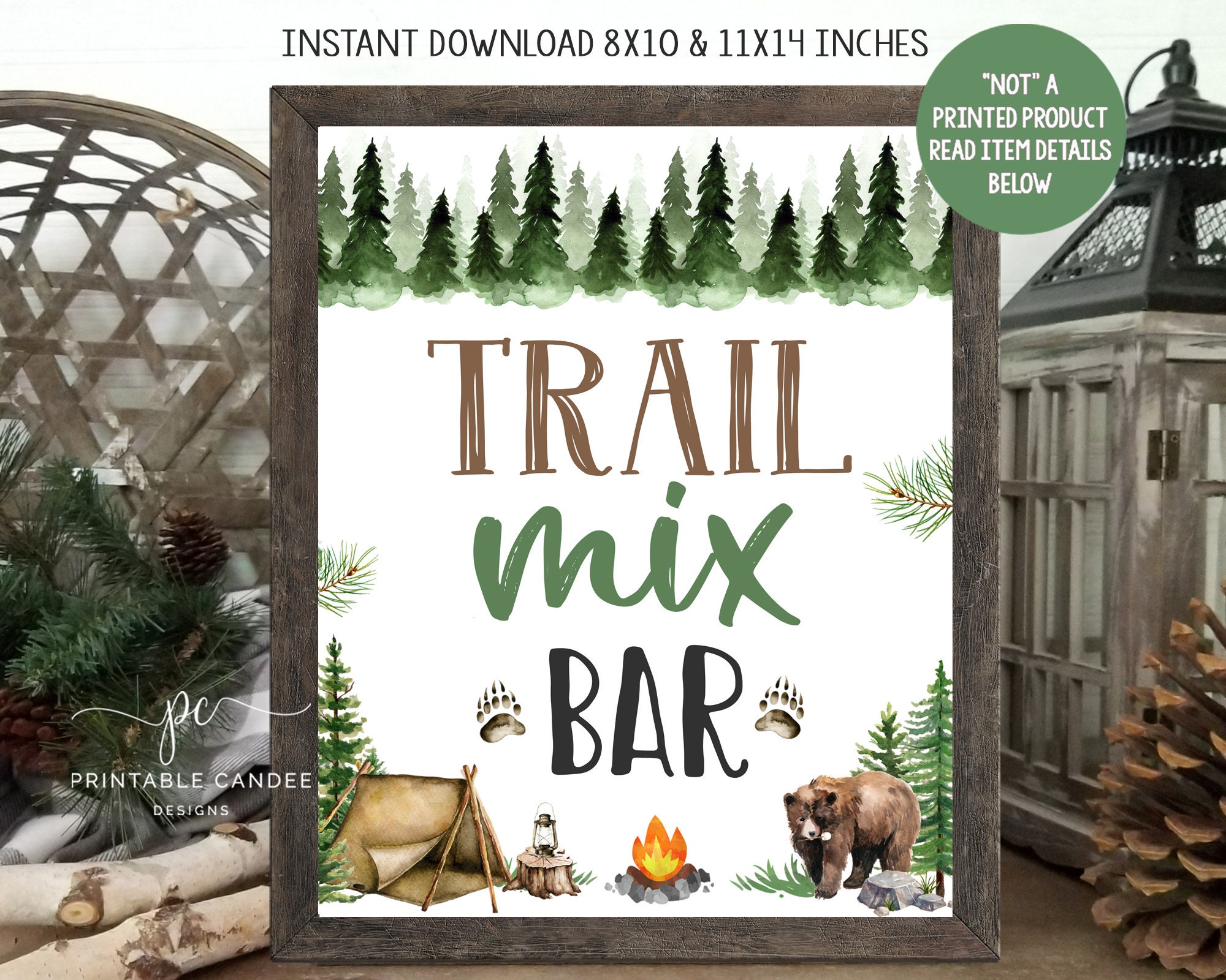 trail-mix-bar-sign-camping-party-decor-lumberjack-one-happy-etsy