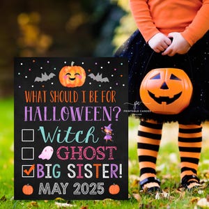 Halloween Big Sister Announcement Pregnancy To Do List Reveal Sign Photoshoot Prop Fall New Baby Printable File
