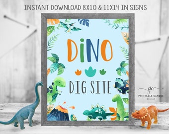 Dinosaur Dig Site sign Dino Birthday Table Candy Bar Games Decor Printable Instant Download 8x10and 11x14 Inches