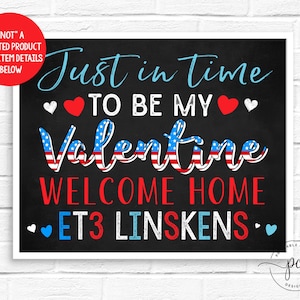 Welcome Home Spouse Husband Sign Valentine Sailor Navy Homecoming Back from Deployment Sign Valentine's Day Printable