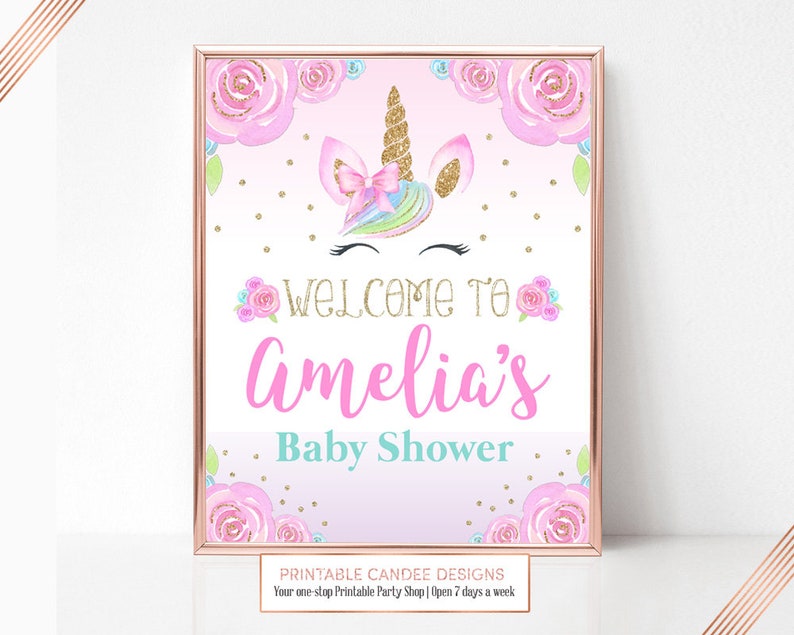 Unicorn Baby Shower Invitation Girl baby shower invitation Etsy