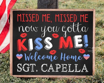 Editable Welcome Home Wife Spouse Husband Sign Sailor Homecoming Kisses Back from Deployment Sign Printable Template