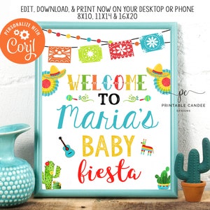 Fiesta Welcome Sign Muchacho Baby Shower Baby Boy Cactus Mexican Theme Party Sign Printable File