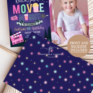 Backyard Movie Night Invitation Outdoor Movie Birthday Party Under the ...