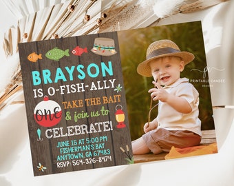 Fishing Birthday Invitation Template Rustic Fishing Photo Invite Ofishally Editable Printable WFPT