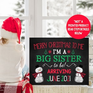 Weihnachten Schwangerschaft Ankündigung Urlaub Zeichen Weihnachten Fotoshooting Prop befördert zu Big Sister Brother Printable
