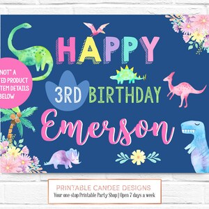 Girl Dinosaur Party Backdrop, Dino Backdrop, Dinosaur Birthday, Dinosaur Decor, Dinosaur Background Poster, Printable Backdrop Banner