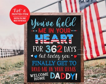Welcome Home Daddy Kids Sign Military Red White Blue Homecoming Back from Deployment Chalkboard Printable File
