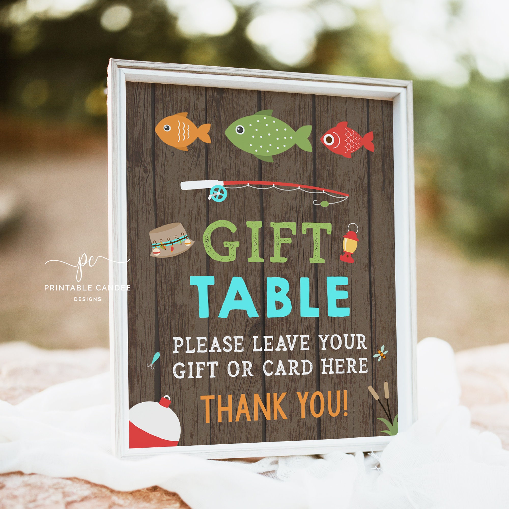 Table Fish Gift Fishing Gift Table Sign Fish Table Sign Fishing Party Signs Rustic ...