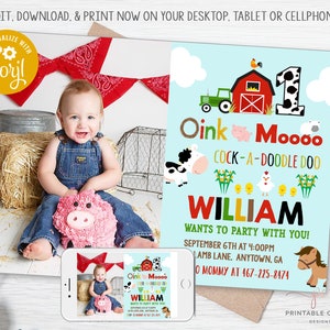 Farm Birthday Invitation Editable Invite Barnyard Party Old McDonald Farm Animals Theme Country Barnyard Party Printable Template