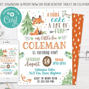 EDITABLE Fox Birthday invitation Forest Animals Party invite Woodland Theme Template Printable Instant Download