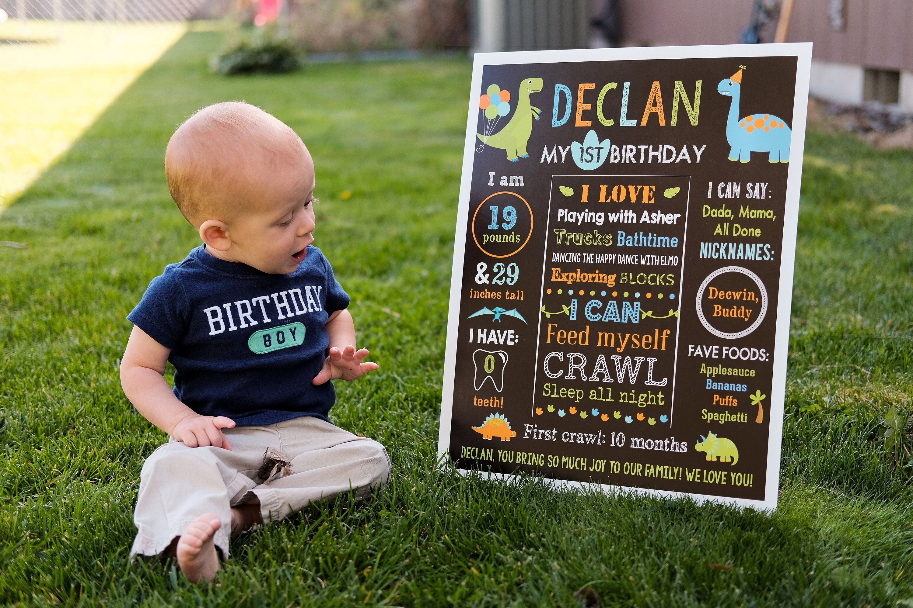 Dinosaur 1st Birthday Chalkboard Sign Milestone Printable Etsy