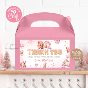 Christmas Cookie Label for Gable Box Oh Snap Cookie Decorating Party Favors Pink Holiday Cookies Cocoa Editable Printable Download