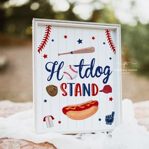 Baseball Birthday Hotdog Stand Sign Rookie Of The Year Sports Party Little Slugger Food Table Decor Printable NRBPT