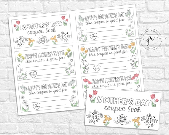 Mother's Day Coupon Book Printable Kids Children Mom Gift