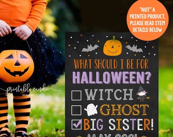 Halloween Big Sister Announcement Pregnancy To Do List Reveal Sign Photoshoot Prop Fall New Baby Printable File