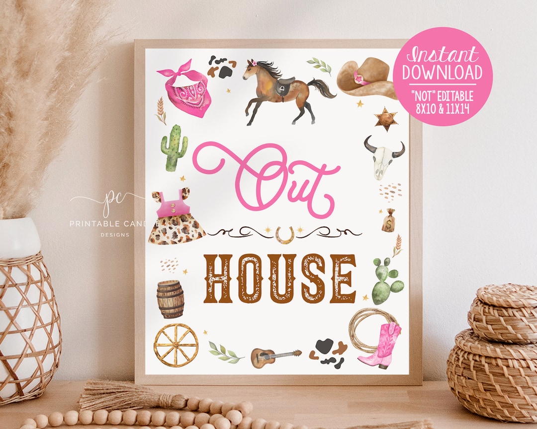 Pink Ranch Sign Svg Cowgirl Bathroom Sign 1st Rodeo Birthday Party Theme Wild West ...