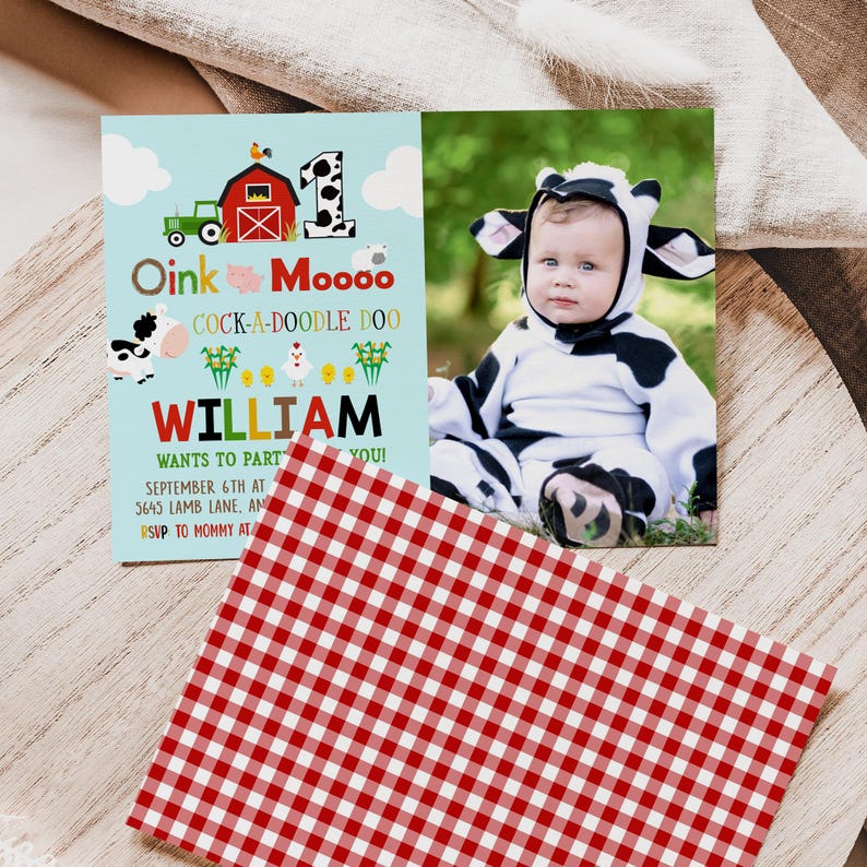 Farm Birthday Invitation Template Barnyard Animals Party Editable Photo Invite image 3