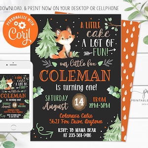 EDITABLE Fox Birthday invitation Forest Animals Party Chalk invite Woodland Theme Template Printable Instant Download