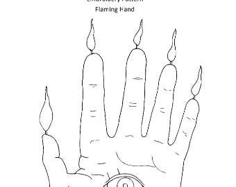 Flaming Hand Digital Hand Embroidery PDF Pattern