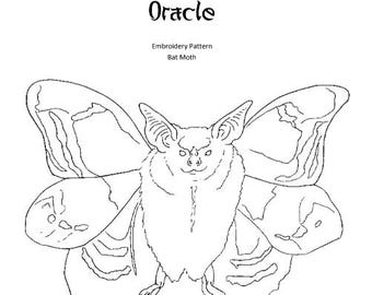 Bat Moth Digital Hand Embroidery PDF Pattern