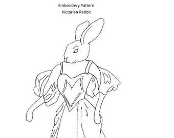 Victorian Rabbit Digital Hand Embroidery PDF Pattern