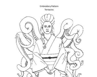 Tentacles Digital Hand Embroidery PDF Pattern