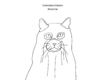 Ghost Cat Digital Hand Embroidery PDF Pattern