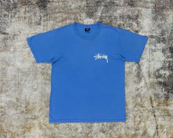 Stussy Buana Y2k Streetwear Blue Tee Size M