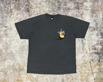 Vintage Stussy 8 Ball Y2k Streetwear Single stitch Tee Size Xl
