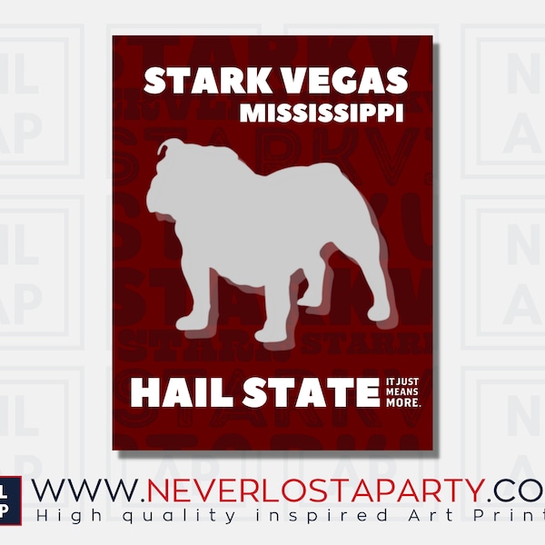 Stark Vegas (Starkville, Mississippi) Mississippi State University Print - INSTANT DOWNLOAD - Retro Universität/College Gallery Wall Print