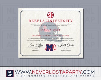 Ole Miss Rebels College Football Fan Diploma