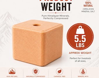 Compressed Himalayan Salt Lick Block for Livestock, Cattle, Horses, Goats