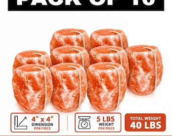 Himalayan Pink Salt Animal Licks, Hanging Rope, 10-Pack Livestock Supplement