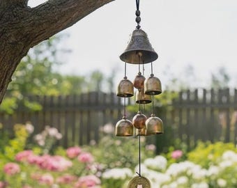 Japanese Copper Wind Chime, Zen Garden Hanging Bell Decor for Patio Balcony Porch Outdoor Meditation Gift